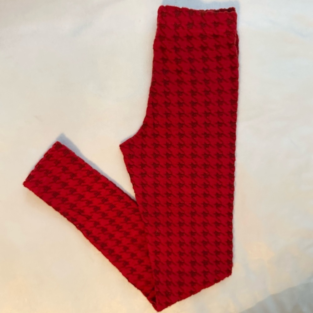 Vintage Versace Sport Red Houndstooth Wool Blend Leggings Skinny Pant Womens M